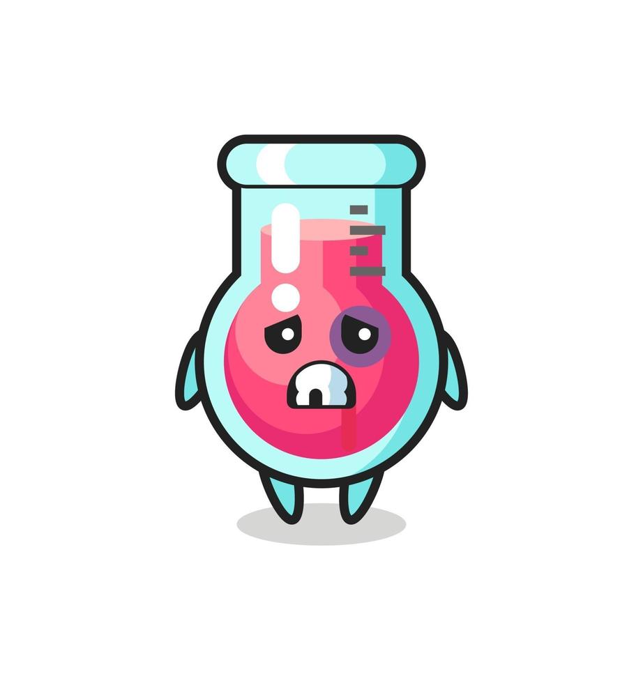 injured laboratory beaker character with a bruised face vector