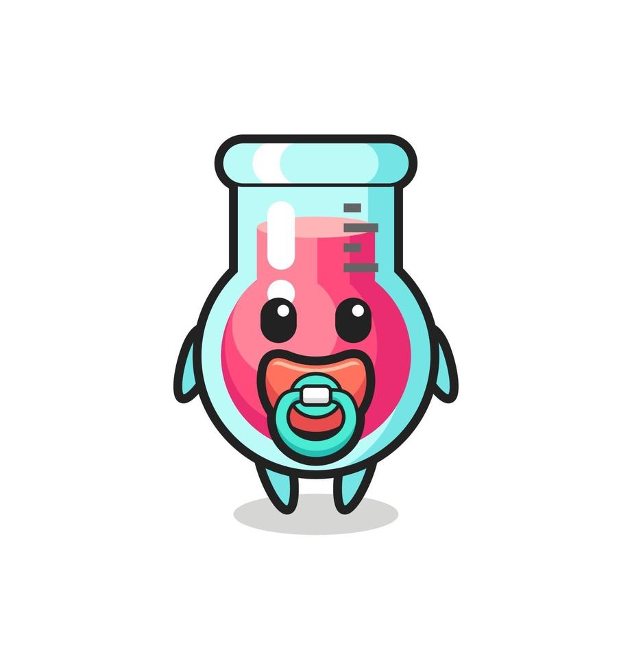 Personaje de dibujos animados de vaso de laboratorio de bebé con chupete vector