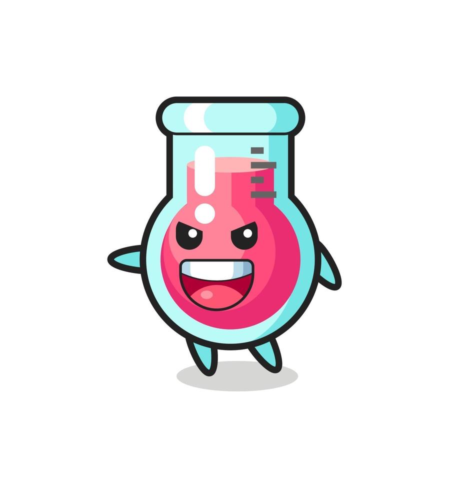 Dibujos animados de vaso de laboratorio con pose muy emocionada vector