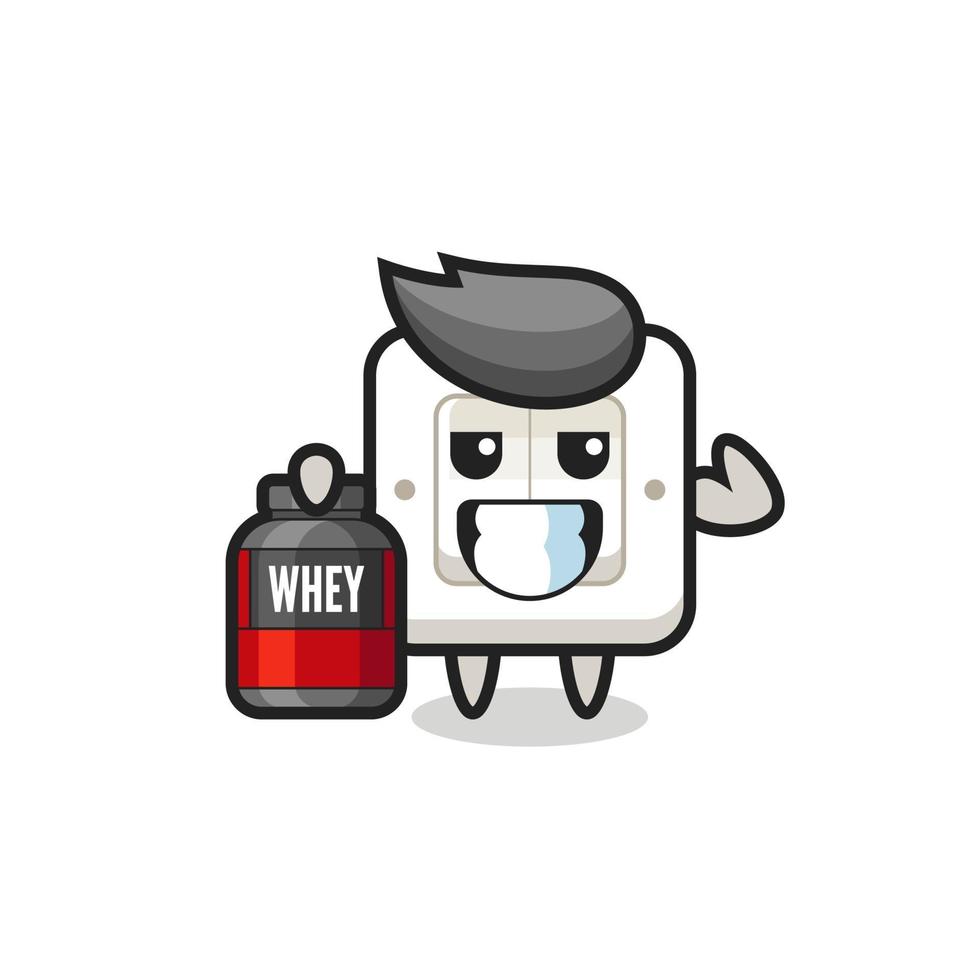 the muscular light switch character is holding a protein supplement vector