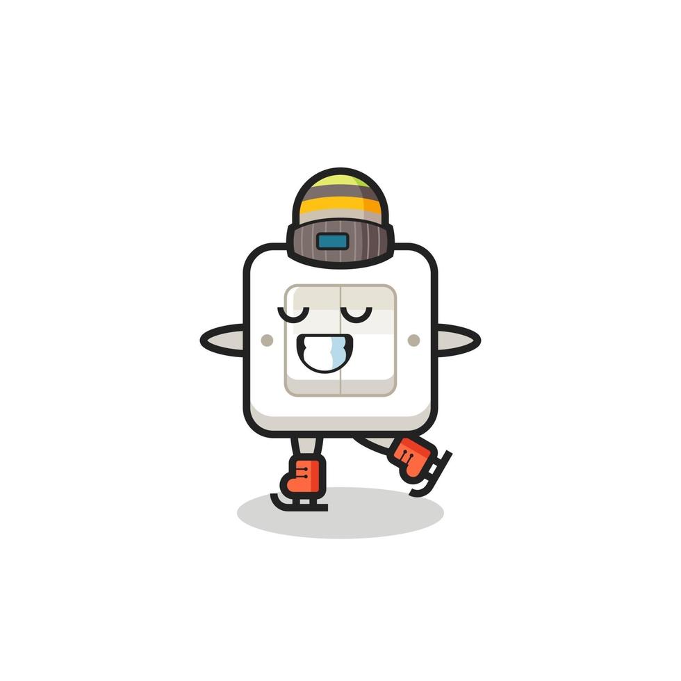 light switch cartoon as an ice skating player doing perform vector