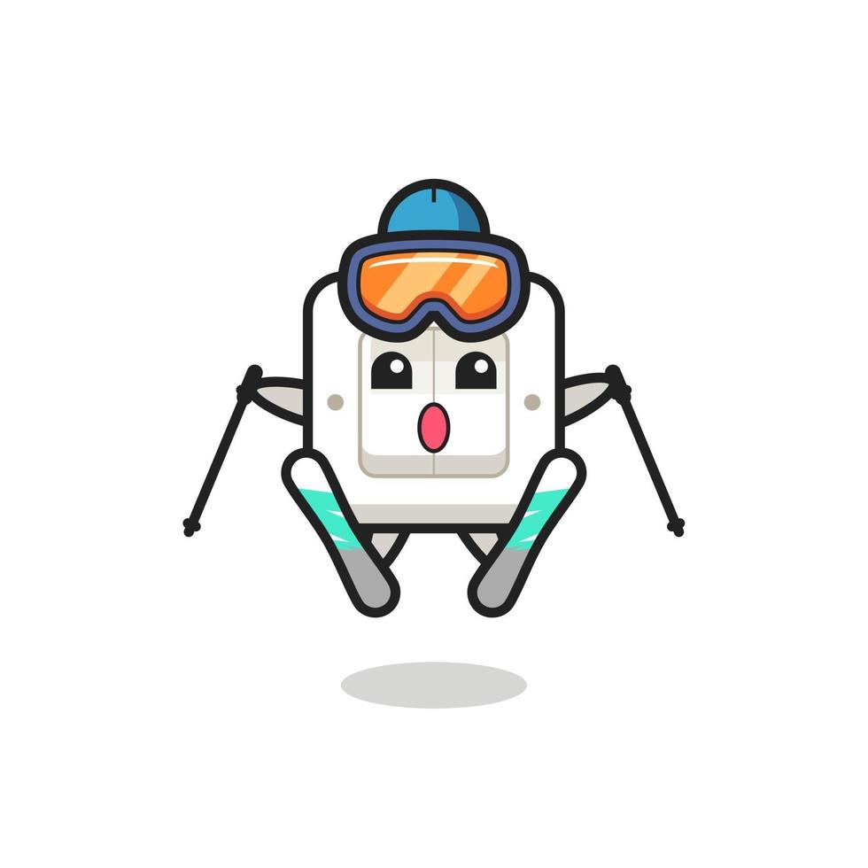 light switch mascot character as a ski player vector