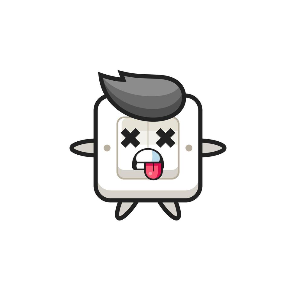 character of the cute light switch with dead pose vector