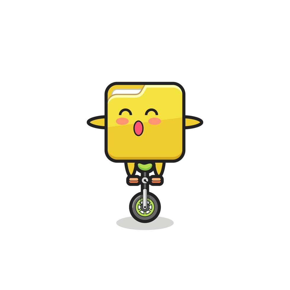 The cute folder character is riding a circus bike vector