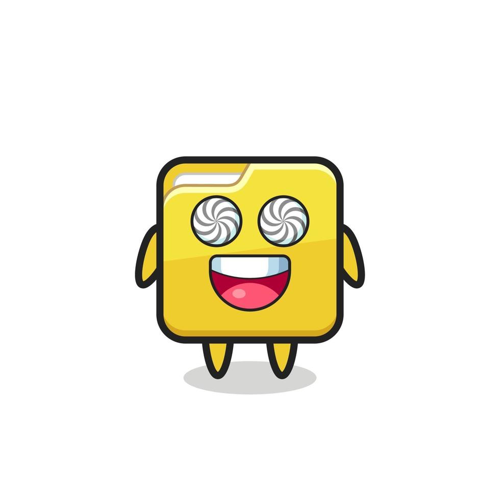 cute folder character with hypnotized eyes vector