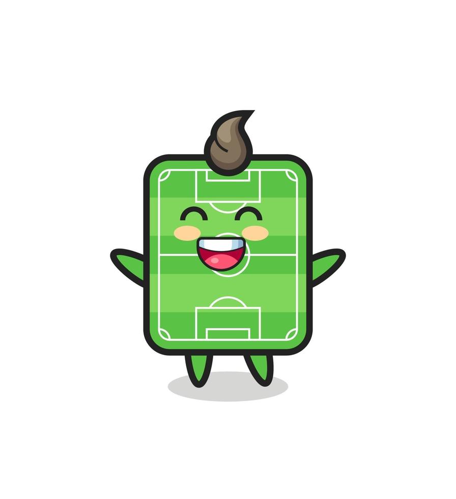 personaje de dibujos animados de campo de fútbol de bebé feliz vector