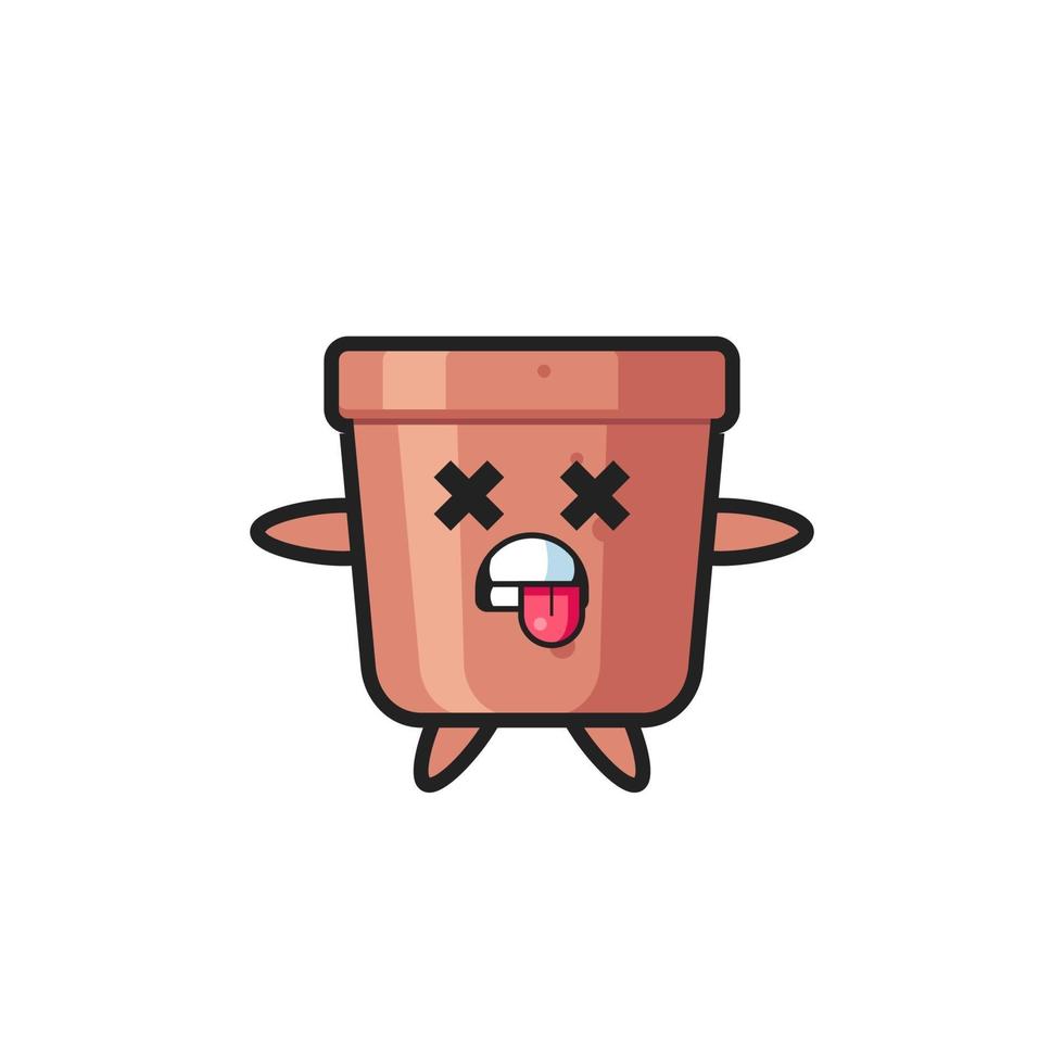 character of the cute flowerpot with dead pose vector