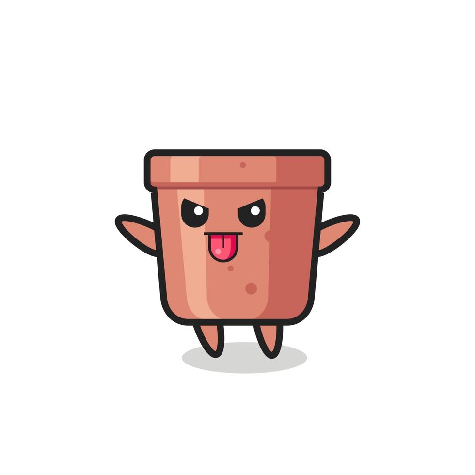 naughty flowerpot character in mocking pose vector