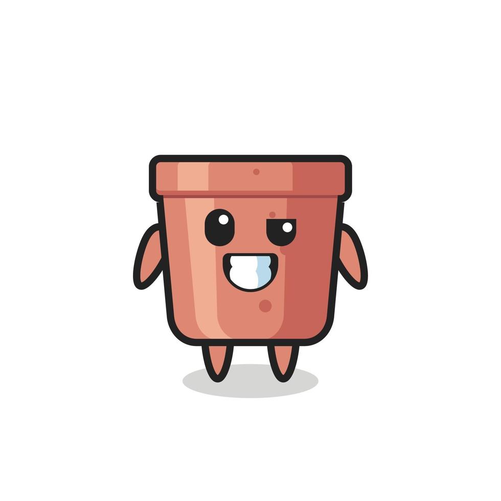 cute flowerpot mascot with an optimistic face vector