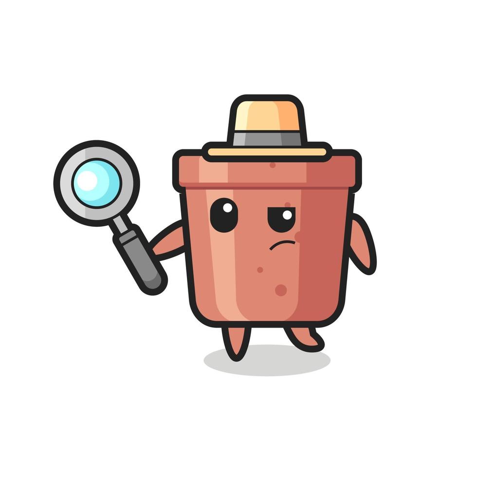 flowerpot detective character is analyzing a case vector