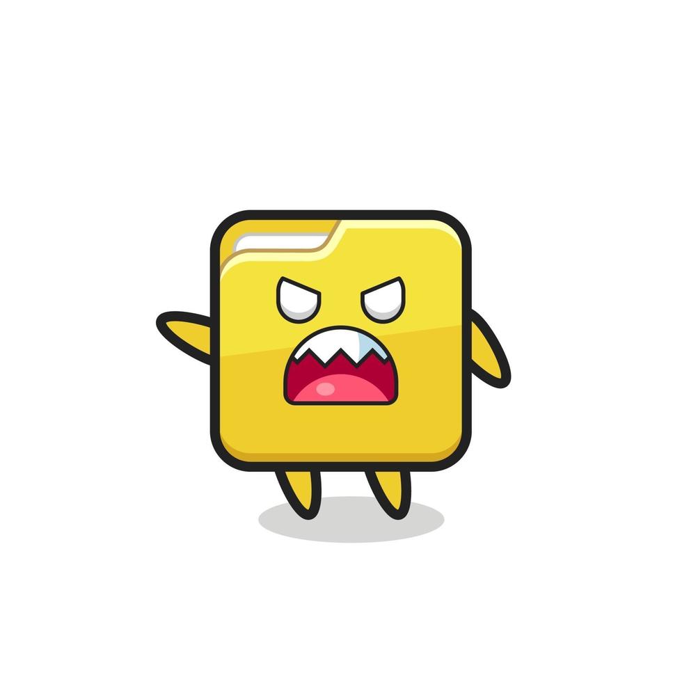 cute folder cartoon in a very angry pose vector