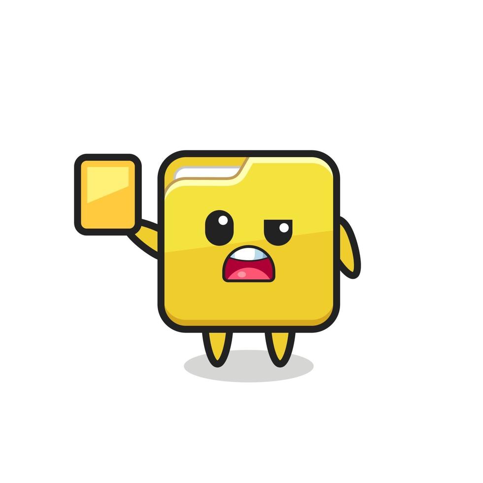 cartoon folder character as a football referee giving a yellow card vector