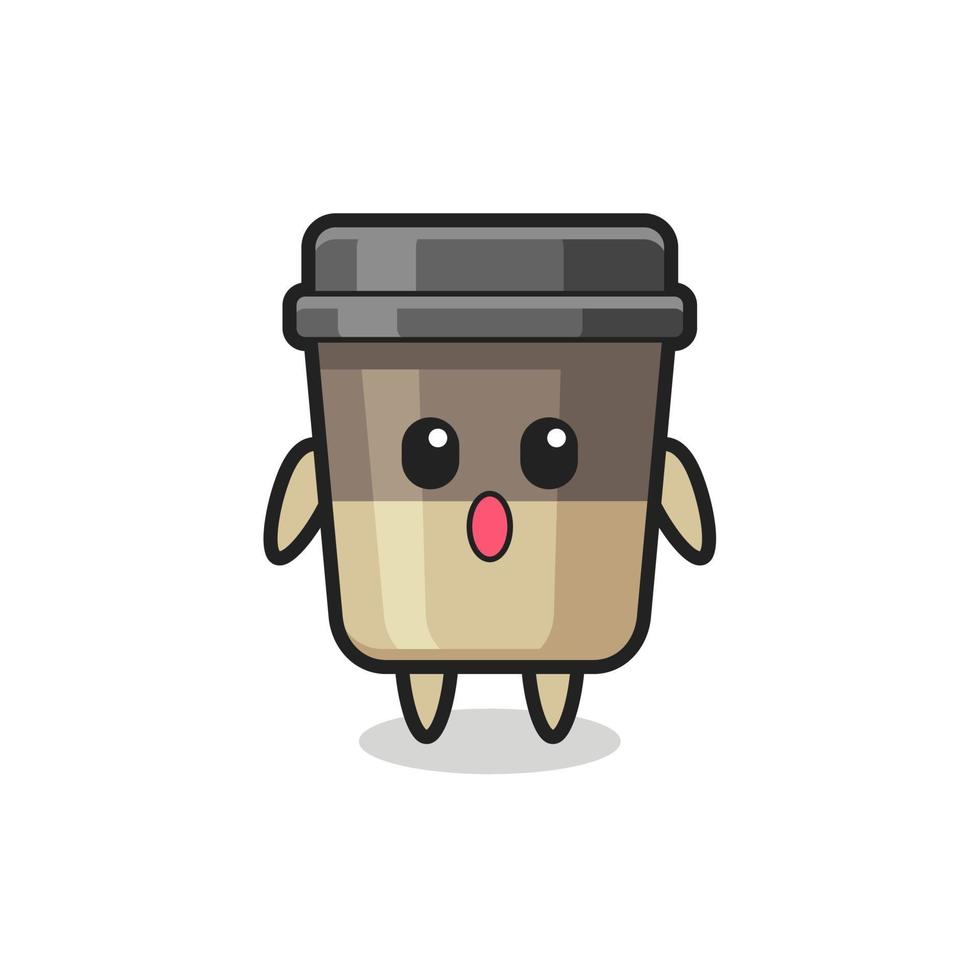 the amazed expression of the coffee cup cartoon vector