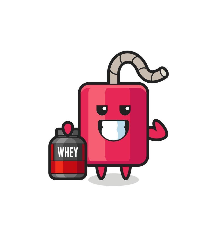 the muscular dynamite character is holding a protein supplement vector