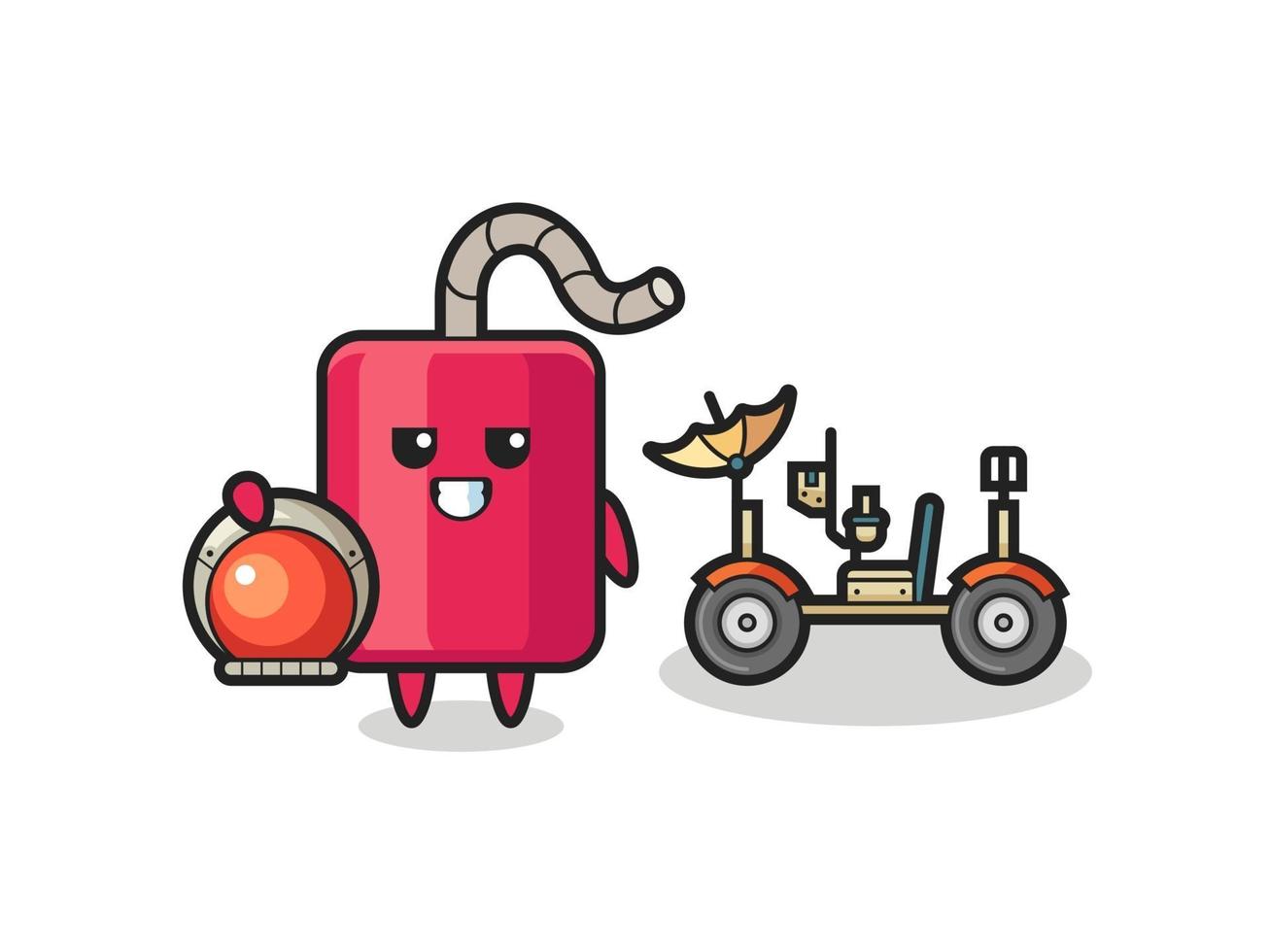 the cute dynamite as astronaut with a lunar rover vector