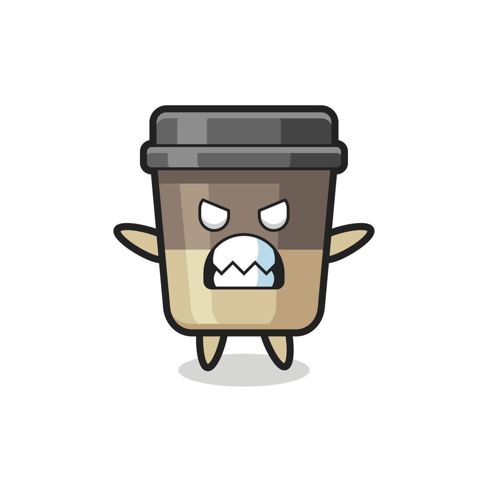wrathful expression of the coffee cup mascot character vector