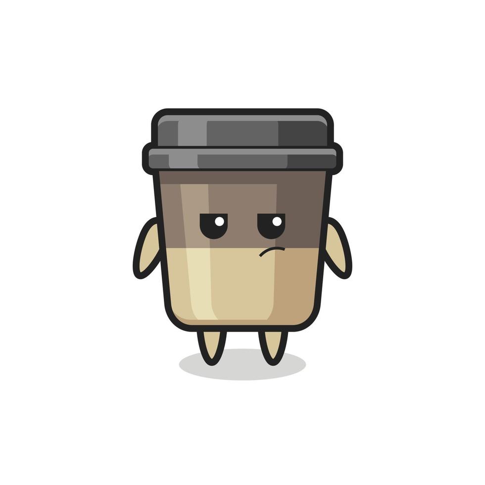 cute coffee cup character with suspicious expression vector