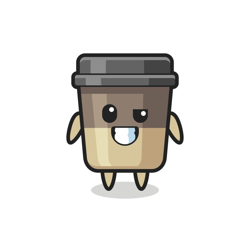 cute coffee cup mascot with an optimistic face vector