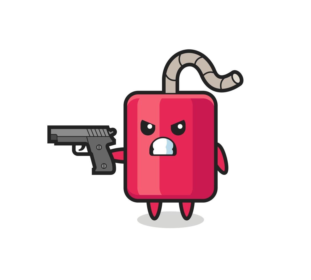 the cute dynamite character shoot with a gun vector