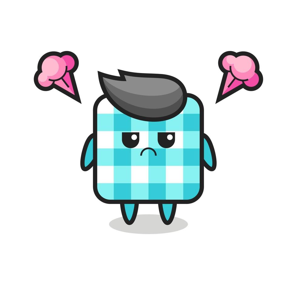 annoyed expression of the cute checkered tablecloth cartoon character vector