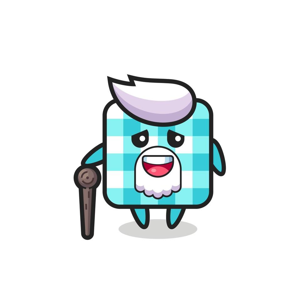 cute checkered tablecloth grandpa is holding a stick vector