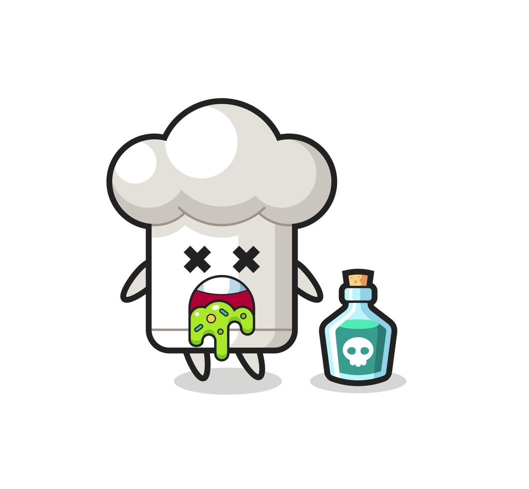 illustration of an chef hat character vomiting due to poisoning vector