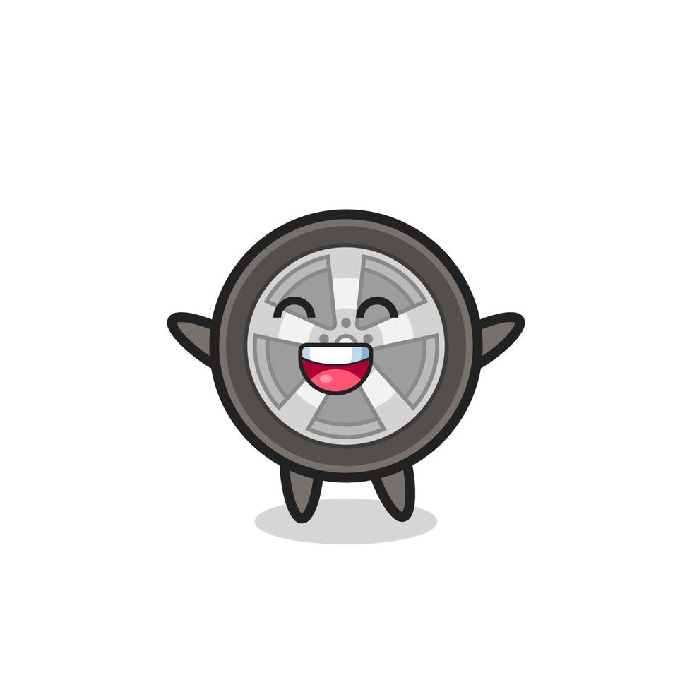 happy baby car wheel cartoon character vector