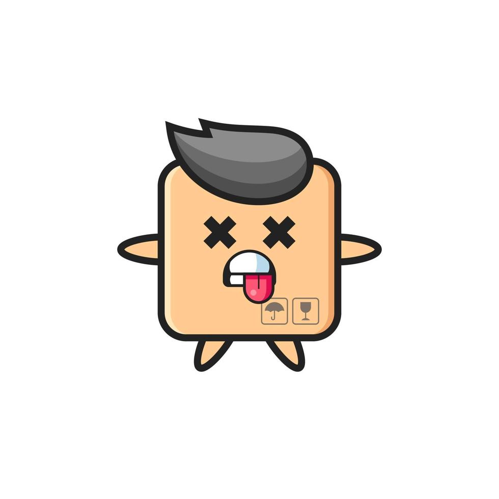 character of the cute cardboard box with dead pose vector