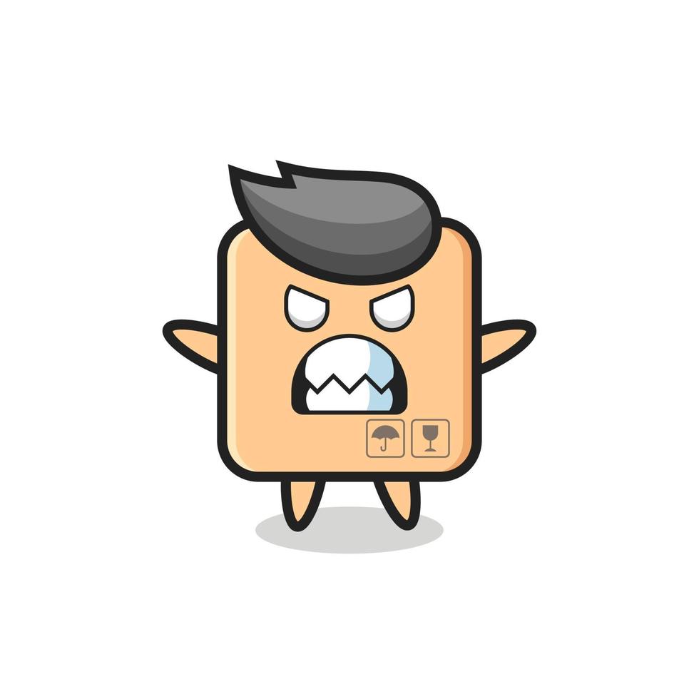 wrathful expression of the cardboard box mascot character vector