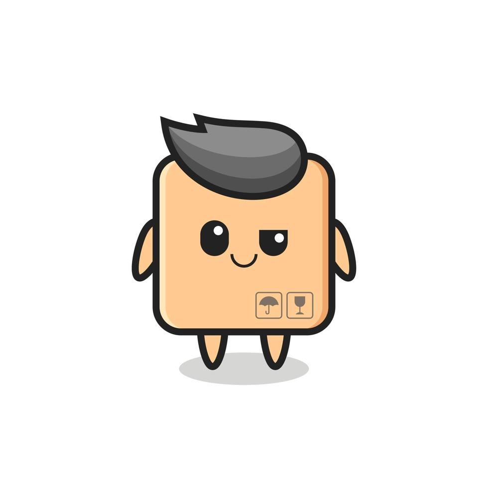 cardboard box cartoon with an arrogant expression vector