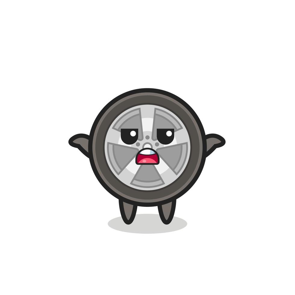 personaje de mascota de rueda de coche diciendo que no sé vector