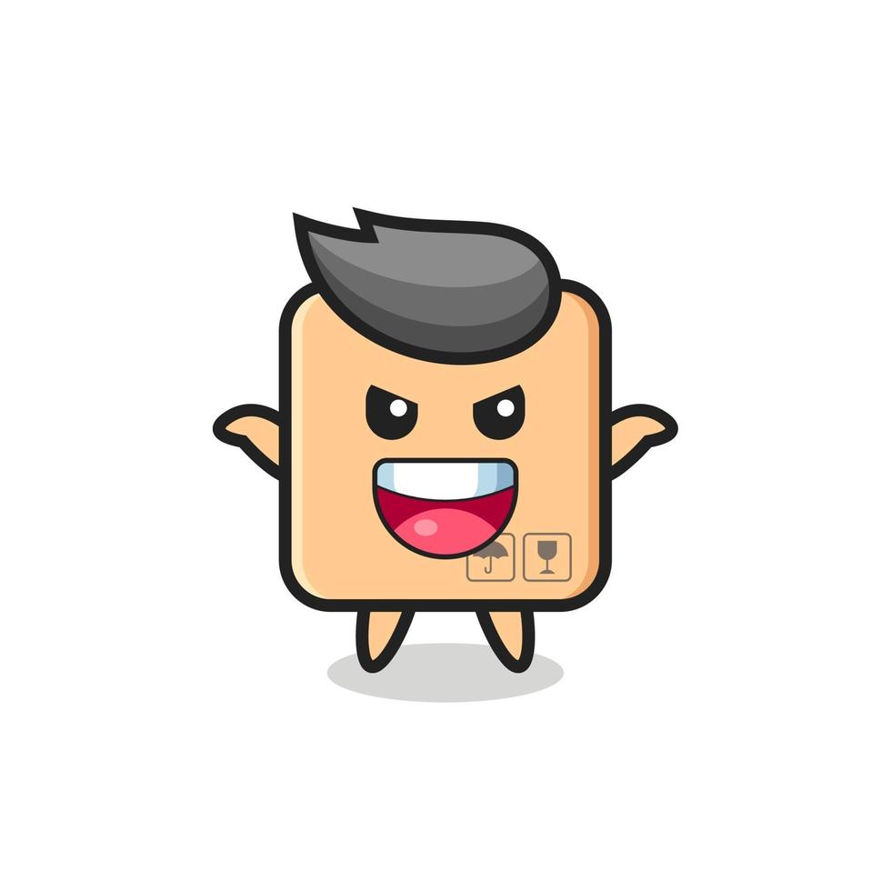 the illustration of cute cardboard box doing scare gesture vector