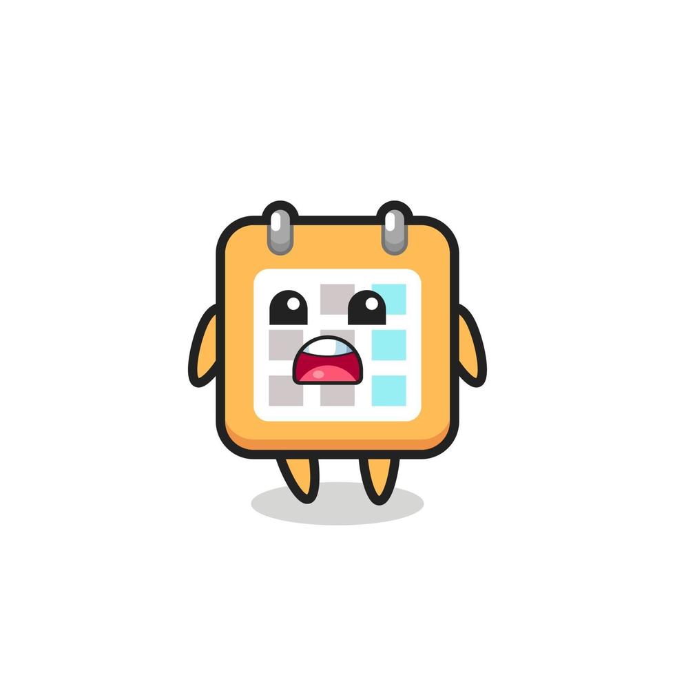 calendar illustration with apologizing expression, saying I am sorry vector