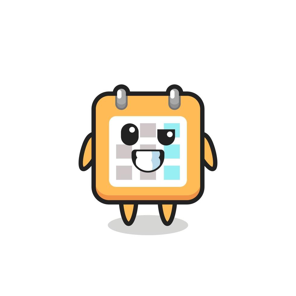 cute calendar mascot with an optimistic face vector