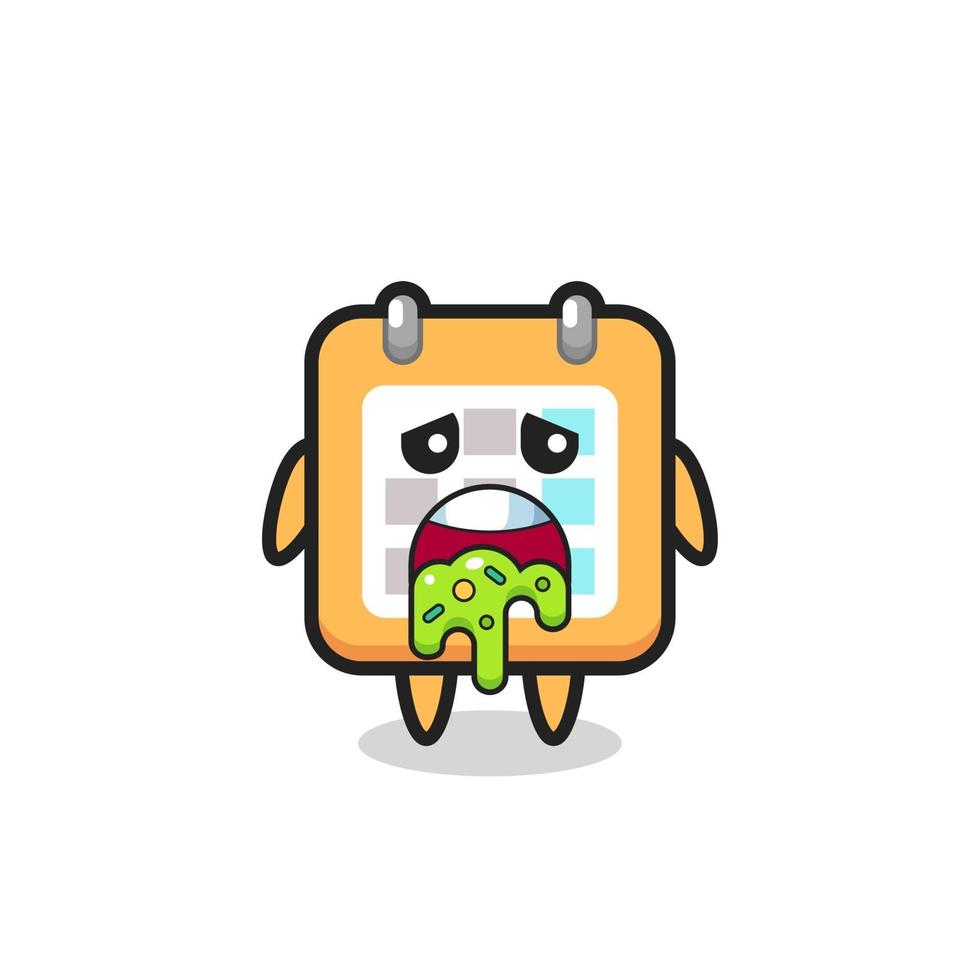 the cute calendar character with puke vector