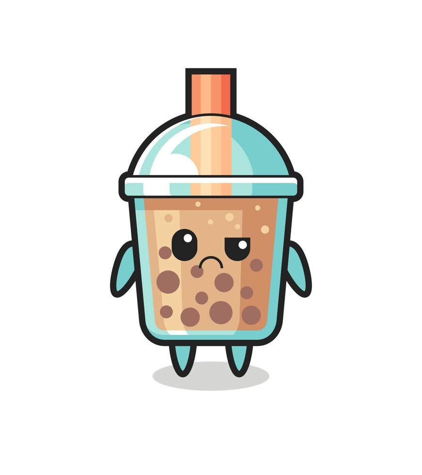 the mascot of the bubble tea with sceptical face vector