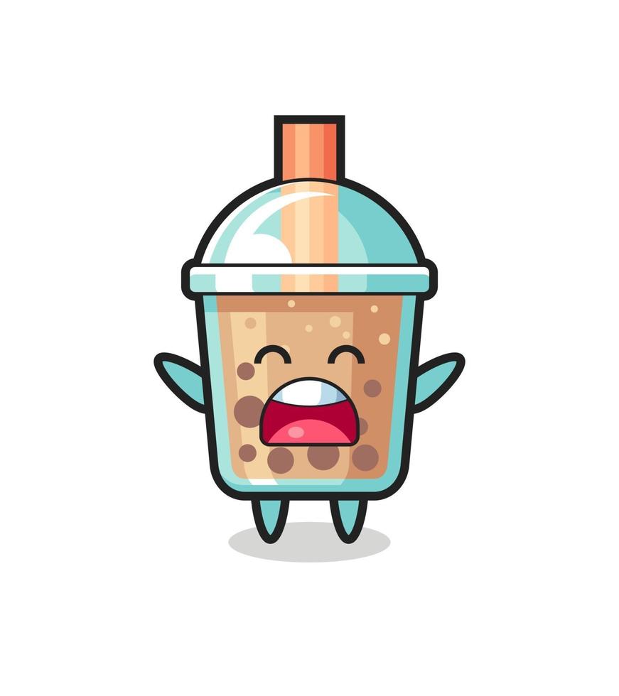 cute bubble tea mascot with a yawn expression vector