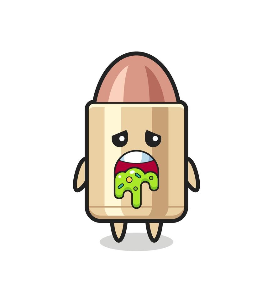 the cute bullet character with puke vector