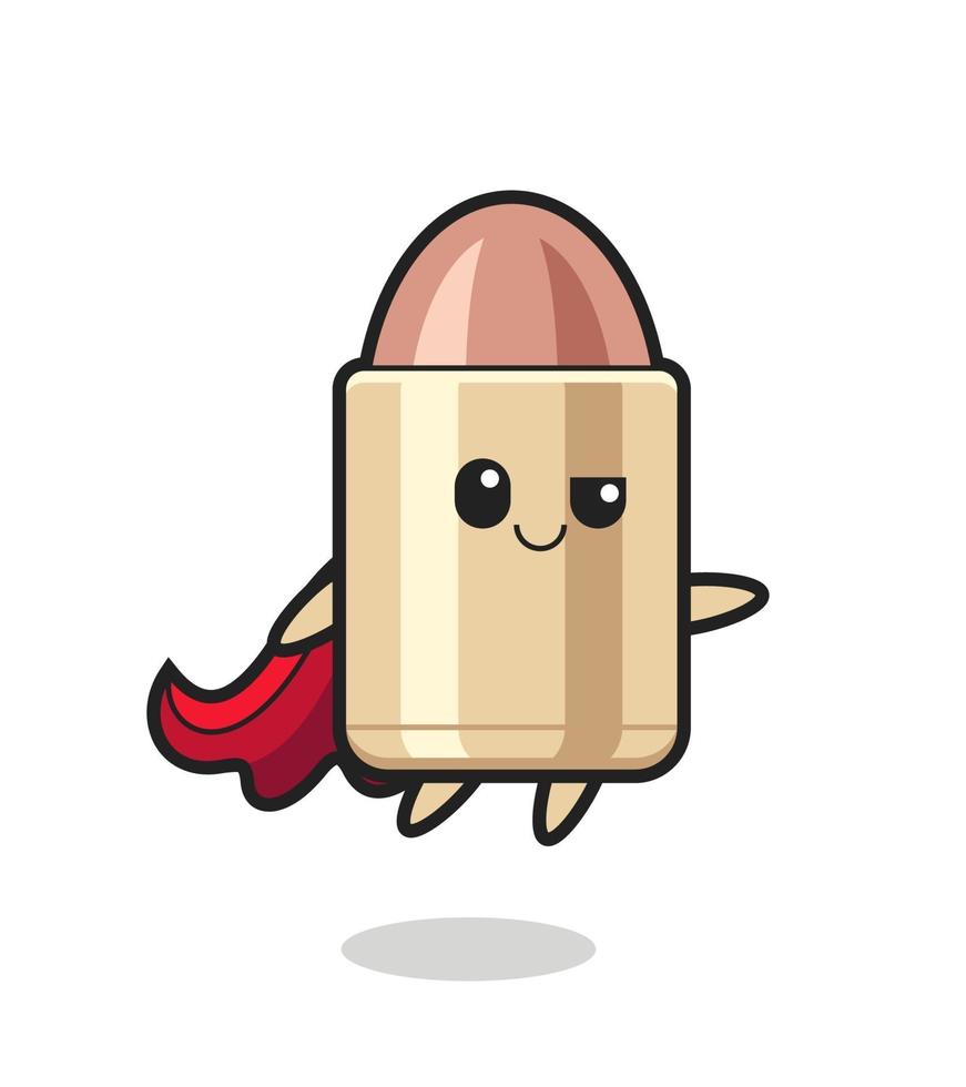 cute bullet superhero character is flying vector
