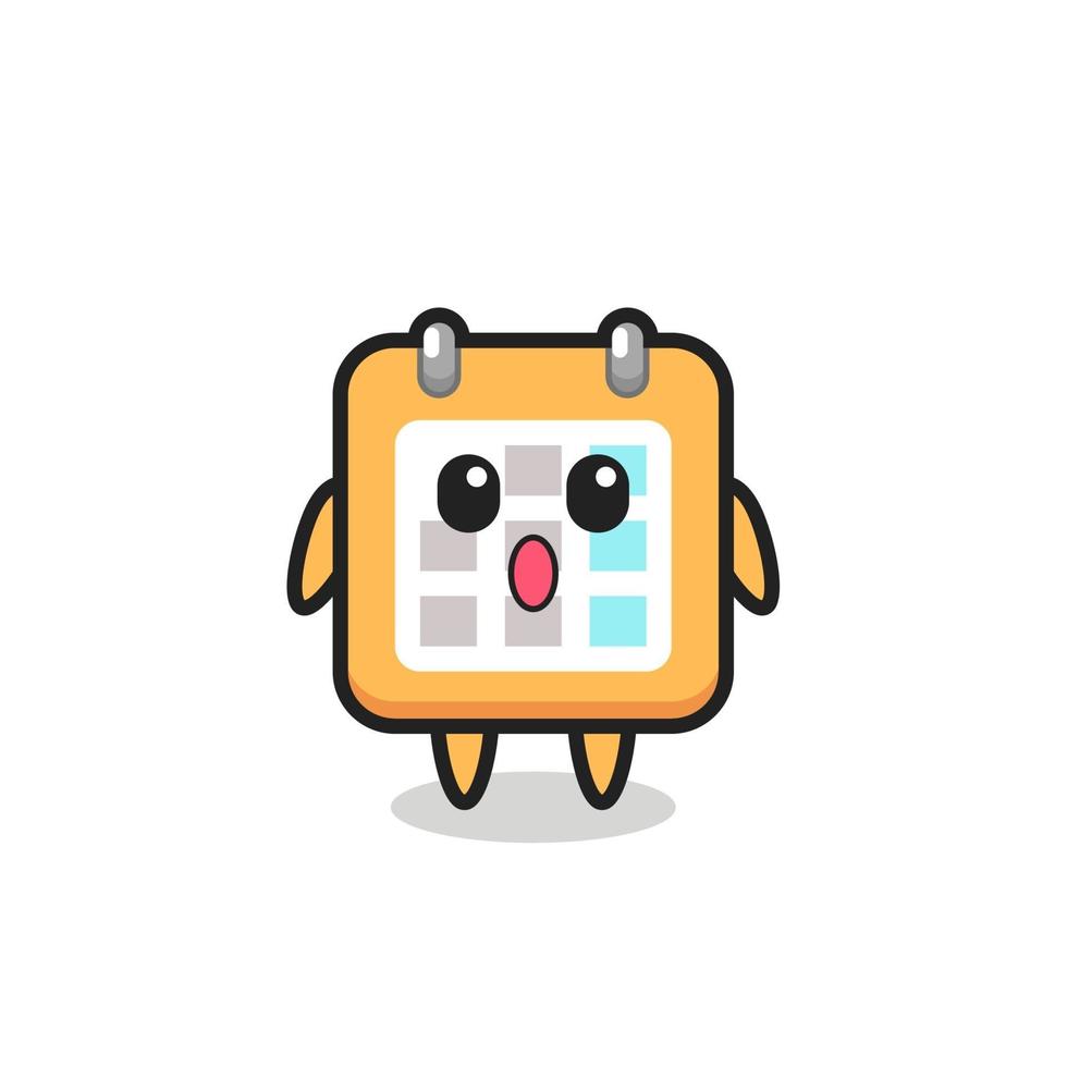 the amazed expression of the calendar cartoon vector