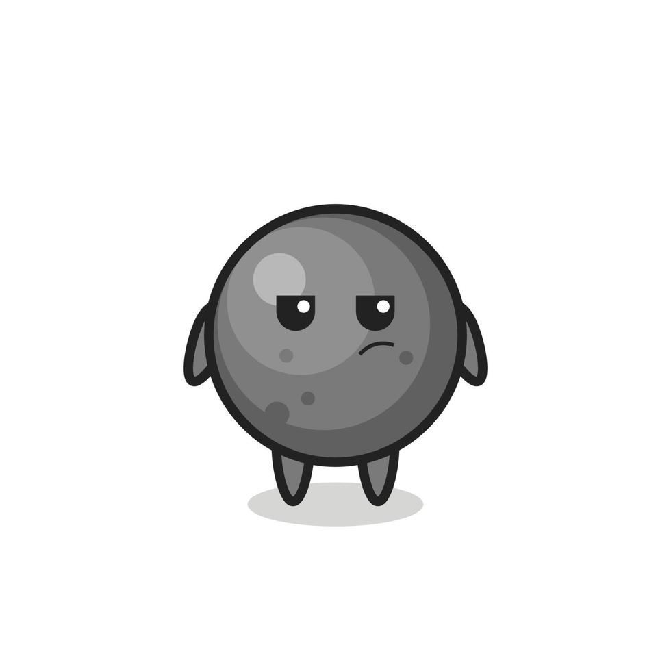 cute cannonball character with suspicious expression vector