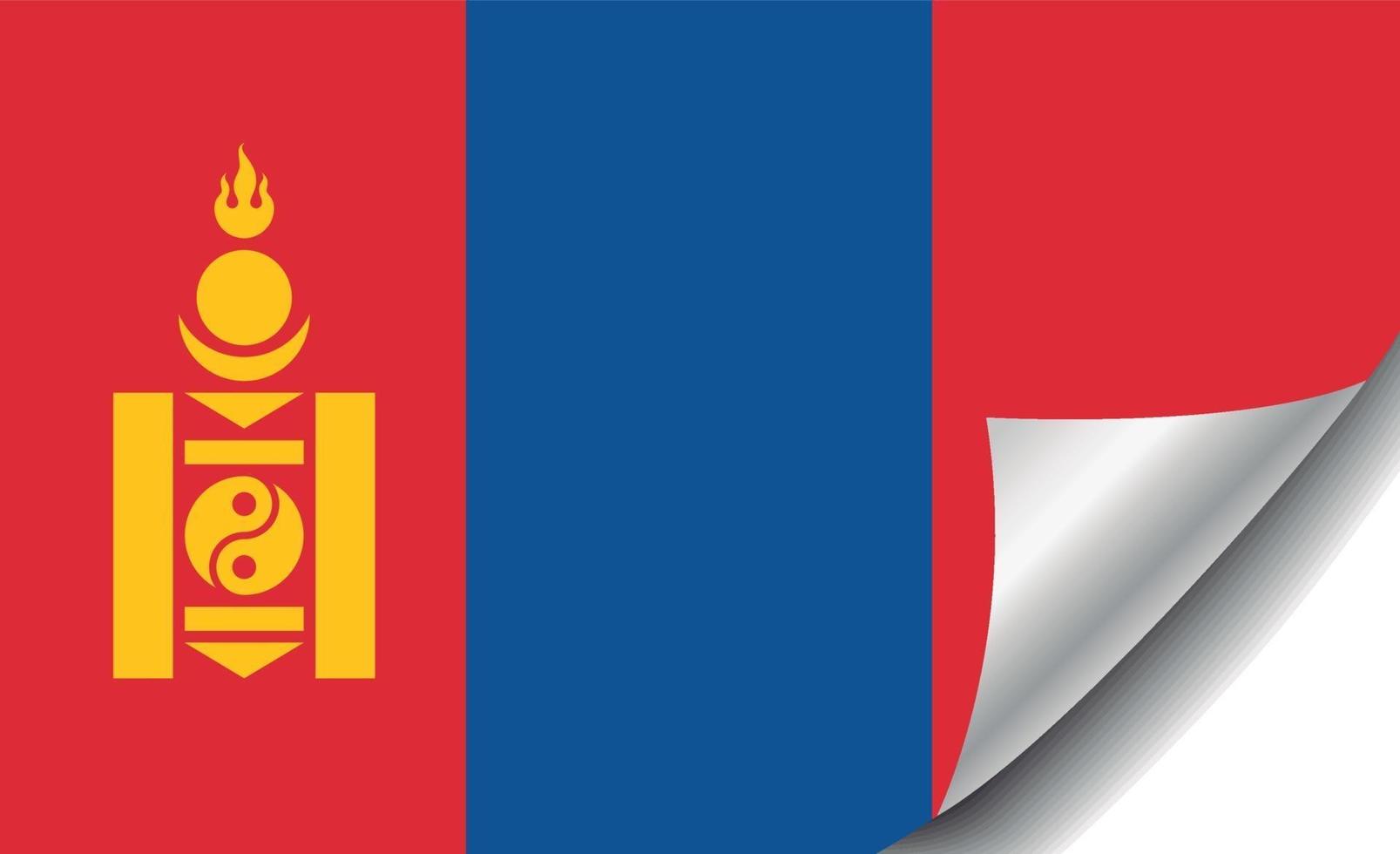 bandera de mongolia con esquina rizada vector