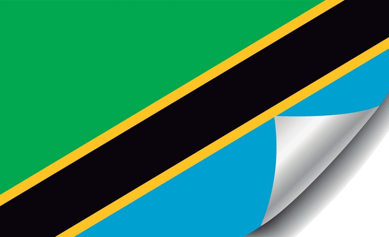 Tanzania flag with curled corner vector