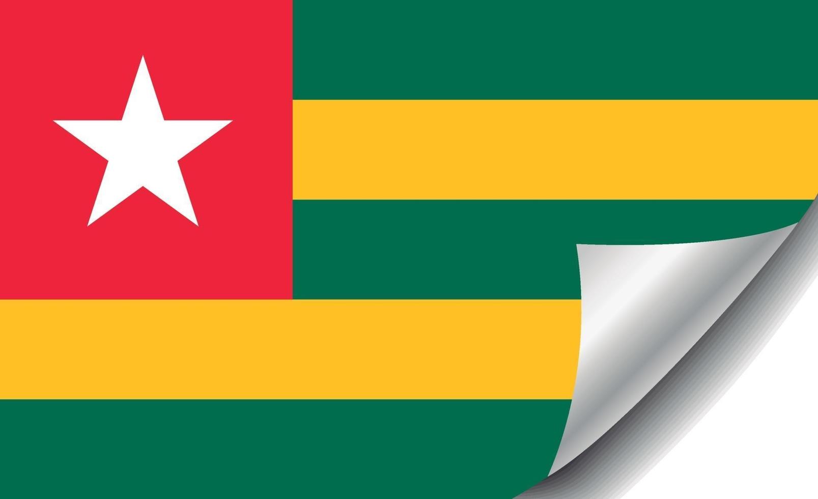 bandera de togo con esquina rizada vector