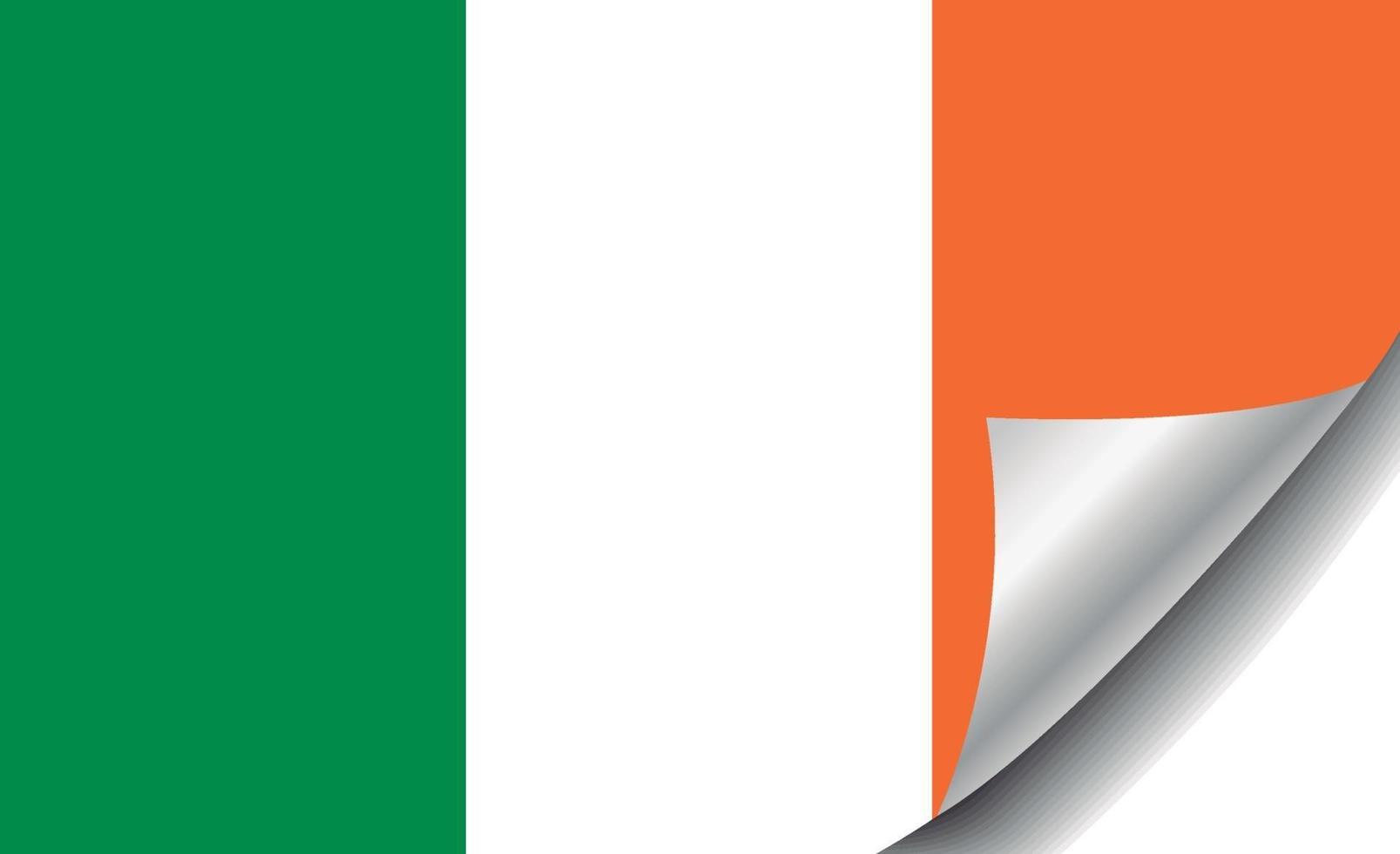 bandera de irlanda con esquina rizada vector