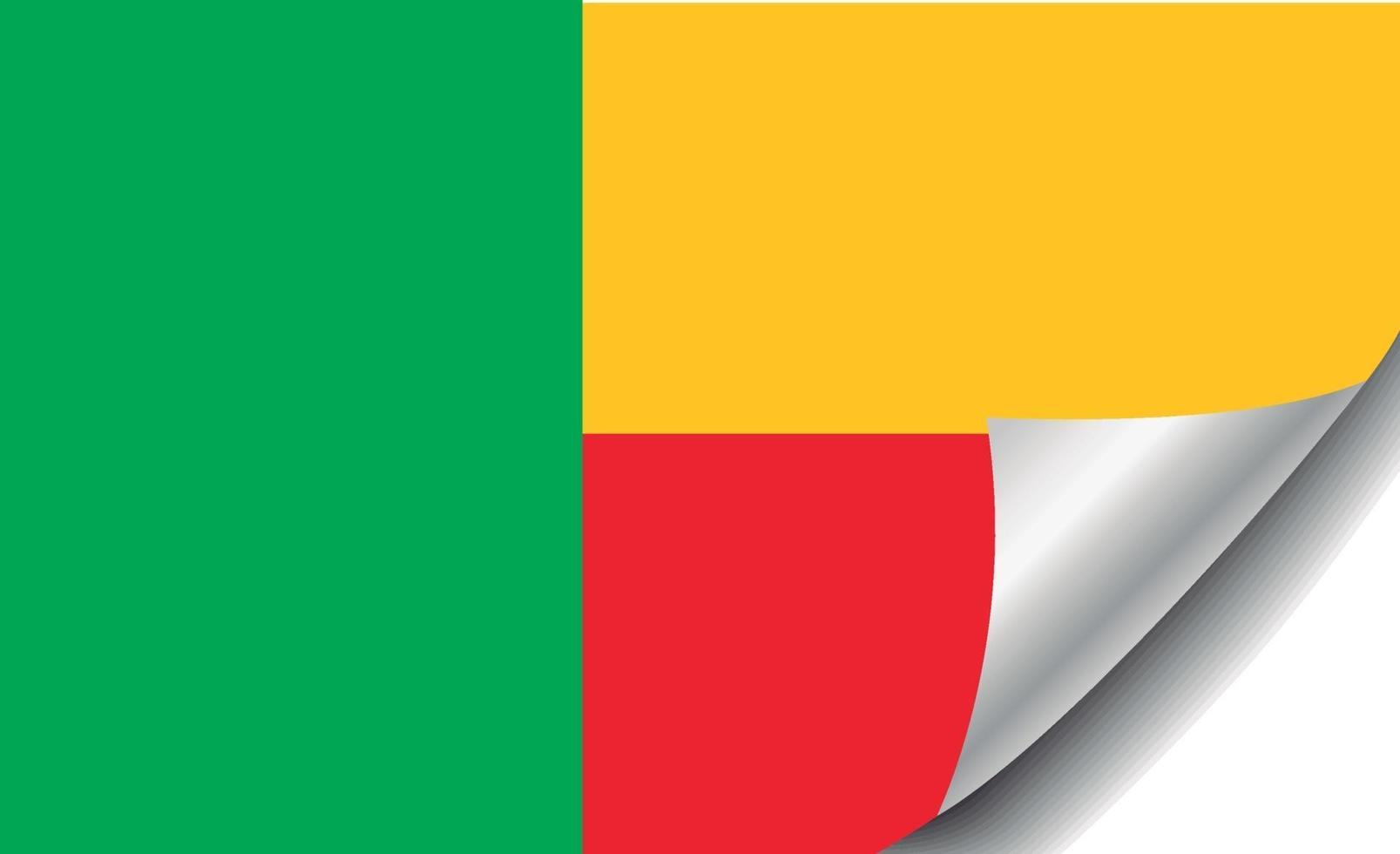 Benin flag with curled corner vector