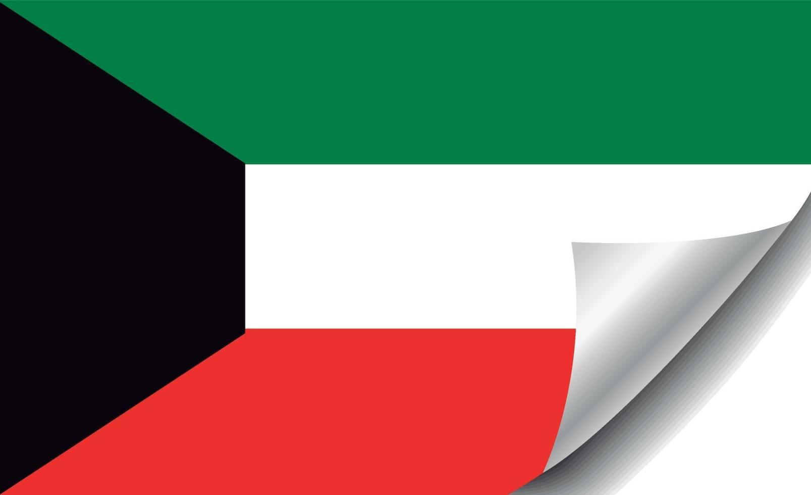 bandera de kuwait con esquina rizada vector