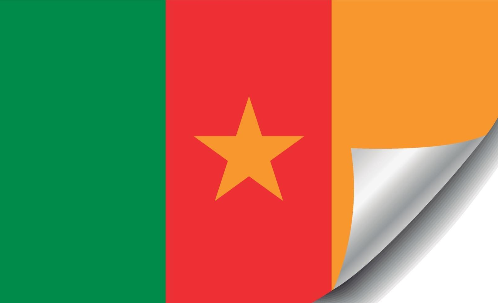 Cameroon flag with curled corner vector