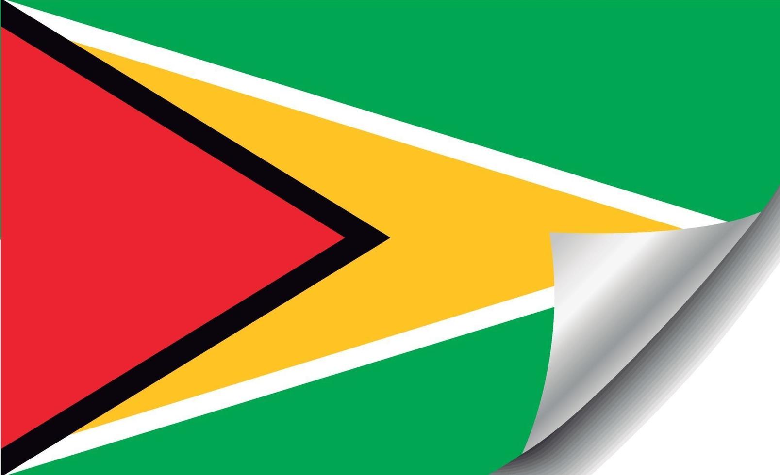 bandera de guyana con esquina rizada vector