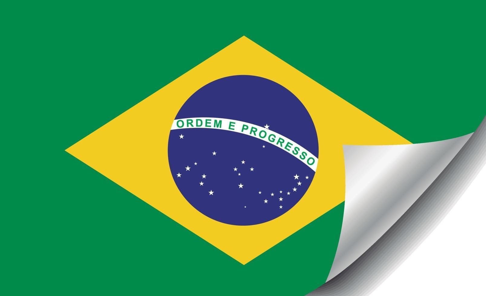 bandera de brasil con esquina rizada vector